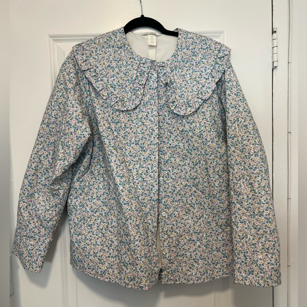 H&M Floral Quilted Shirt Jacket size M